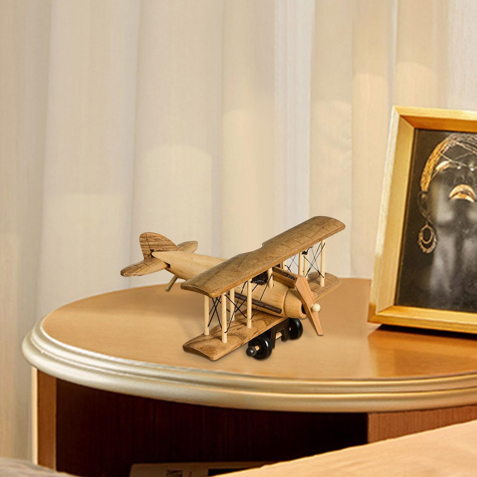 Aeromodello in Legno Teksome, Modello Artigianale di Aereo Vintage da Tavolo, Regalo di Compleanno per Bambini