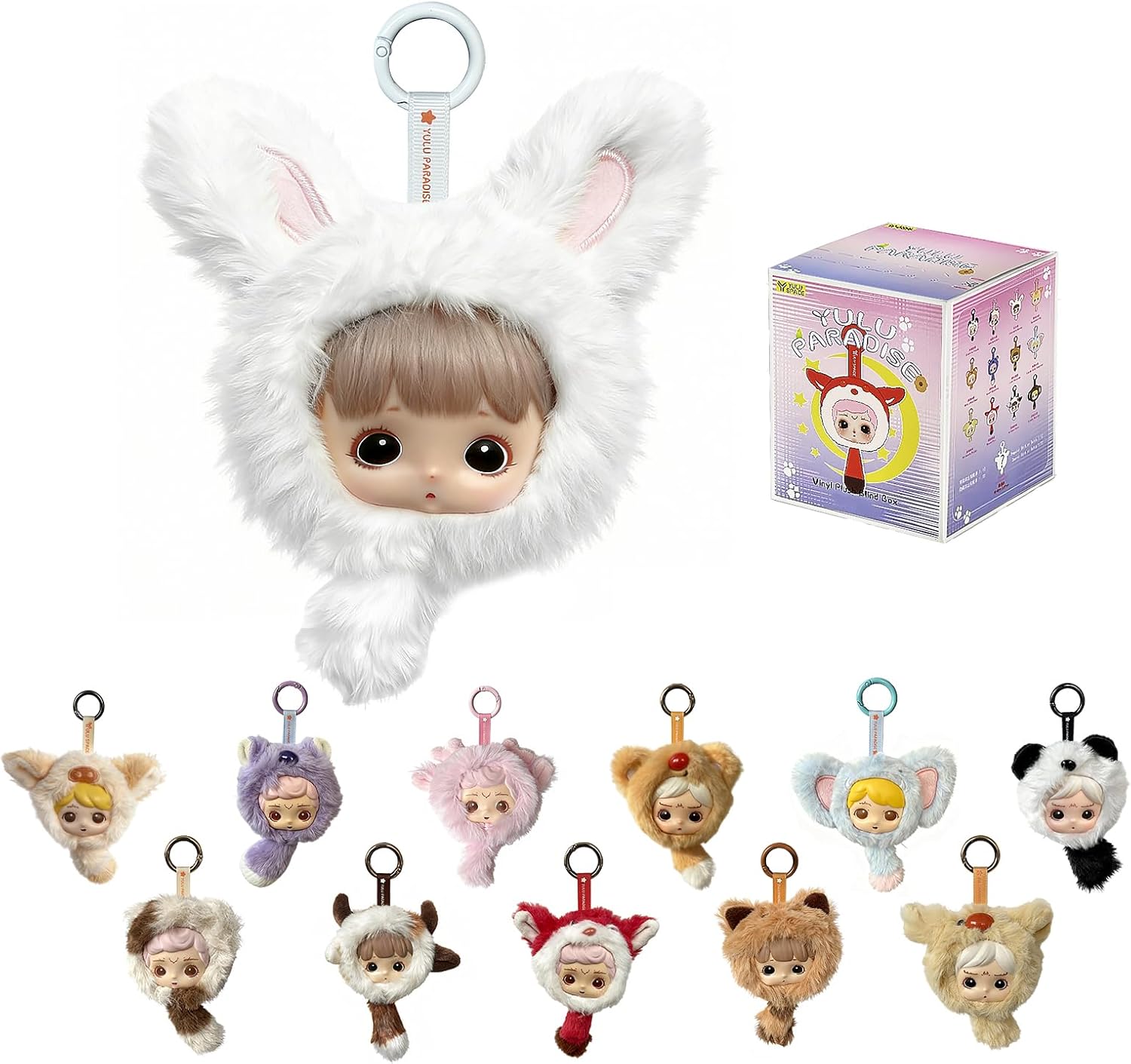 Yulu Paradise Series Blind Box Plush 1 Pcs - Random Design Vinyl Face Blind Box Figures Collectible Toys, Vinyl Plush Pendant Bag Charms Birthday Gifts for Girls
