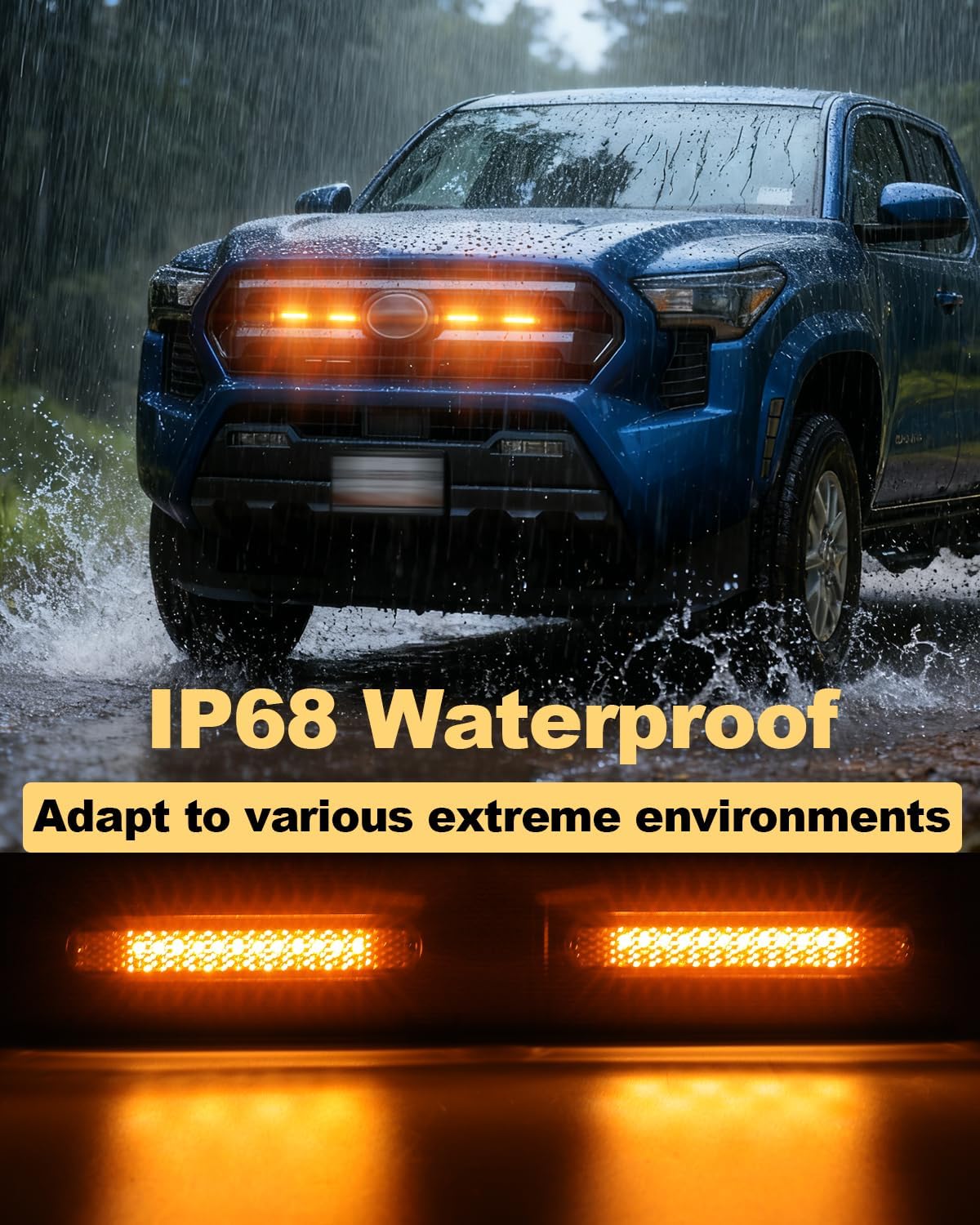 Front Bumper LED Grill Lights for Toyota Tacoma 2026 2025 2024 Raptor Marker Lights Bars fit SR SR5 OEM Grille 4th Gen Tacoma Exterior Accessories (Yellow) - Image 5