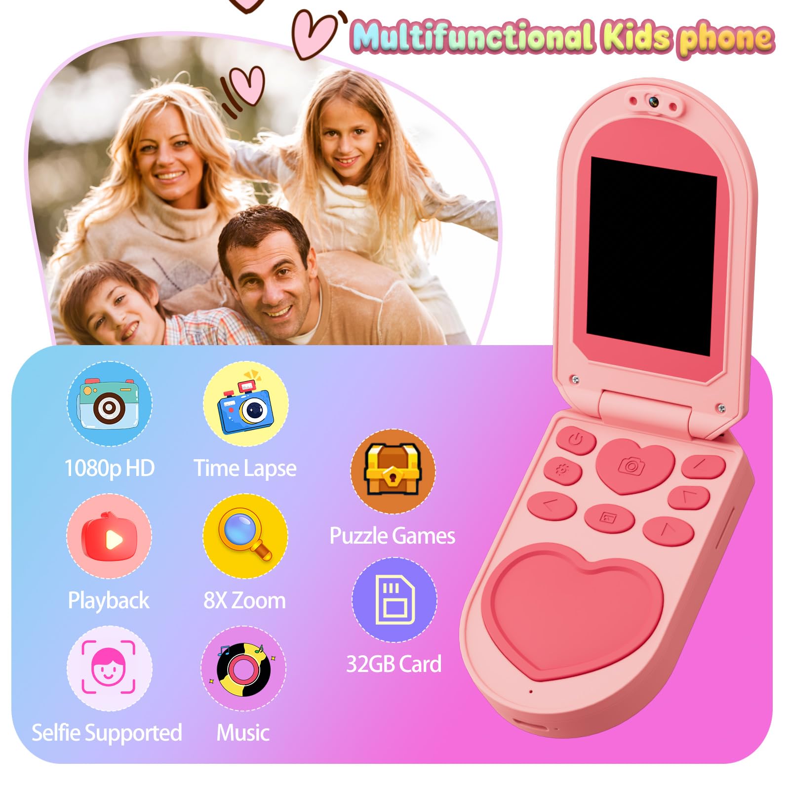 yunn⭐︎kids LIFE。 Amazon.com: Kids Camera, 3-7 Years Old Girls Gifts, 2.0-inch Flip