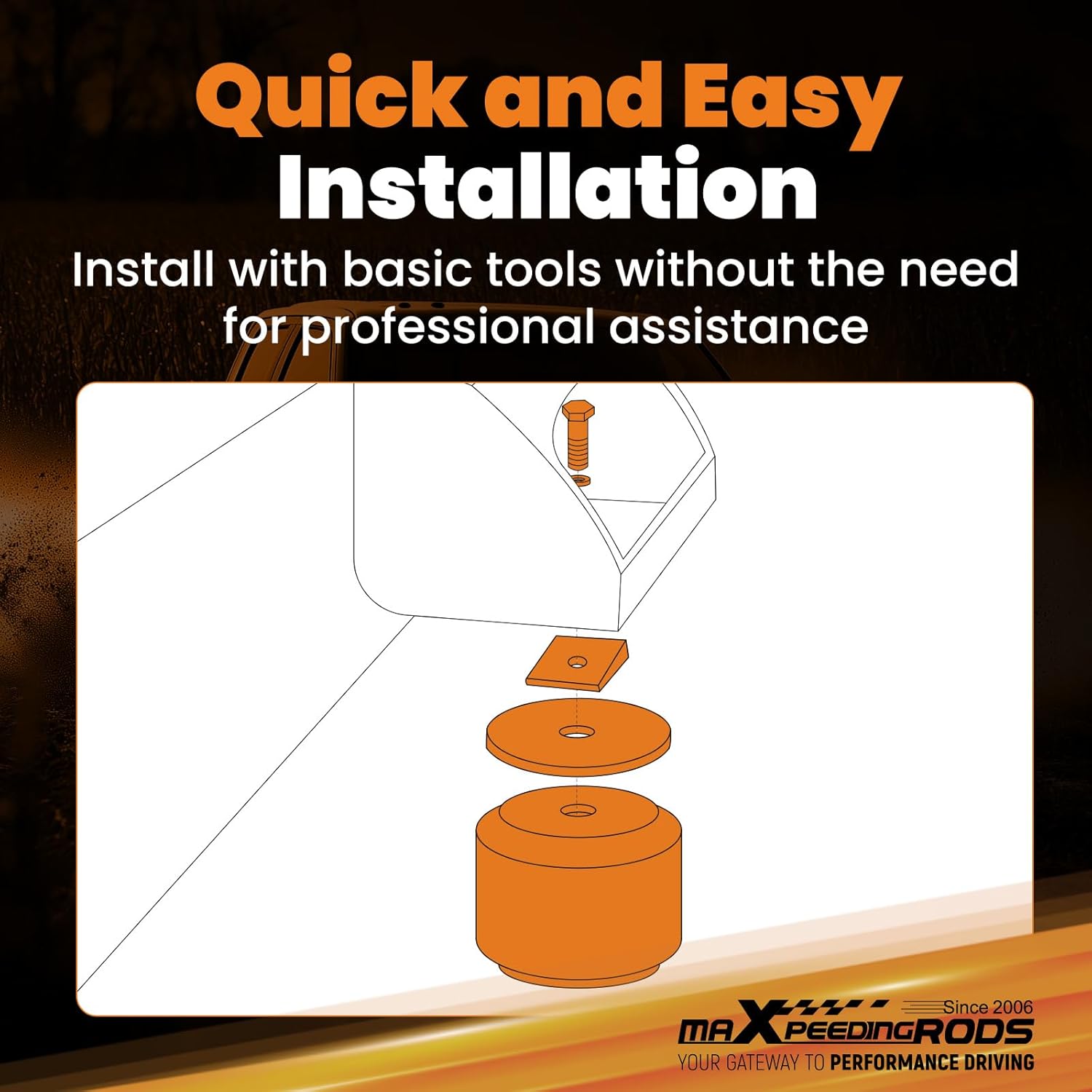 maXpeedingrods Suspension Enhancement Front Kit for Chevrolet Silverado 1999-2010, Suburban XL 2000-2020, for GMC Sierra 1999-2010, Yukon XL 2000-2020 Rubber Helper Spring Kit, Up to 14000 Lbs