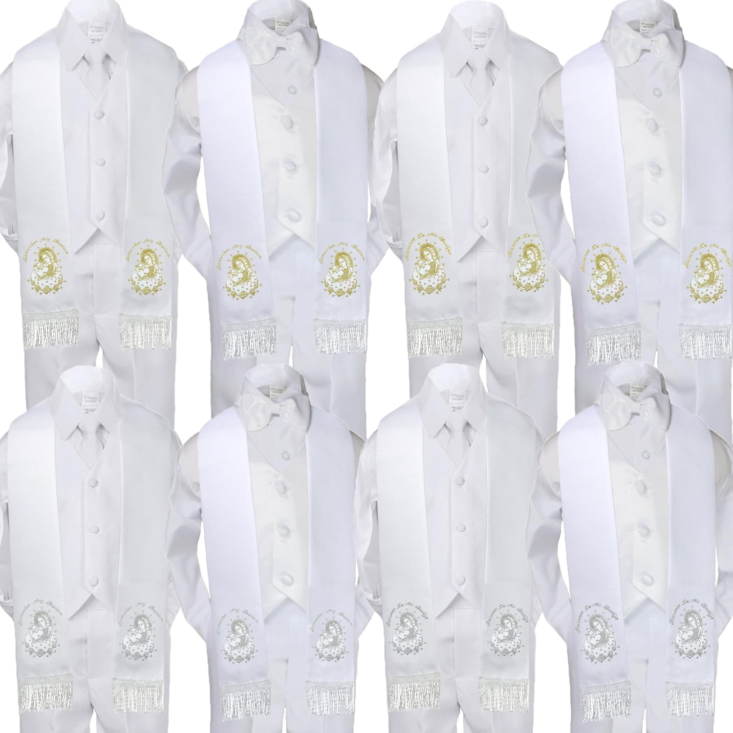 5pc Baby Boy Toddler Plain Maria Pope Stole Christening Baptism Vest Suit SM-7