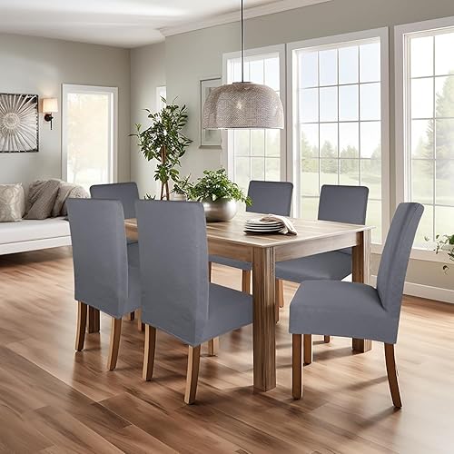 Miniatura 2 de NORTHERN BROTHERS Juego de 2 fundas impermeables para sillas Parsons, Forros para Sillas De Comedor, fundas para sillas de comedor (gris oscuro)