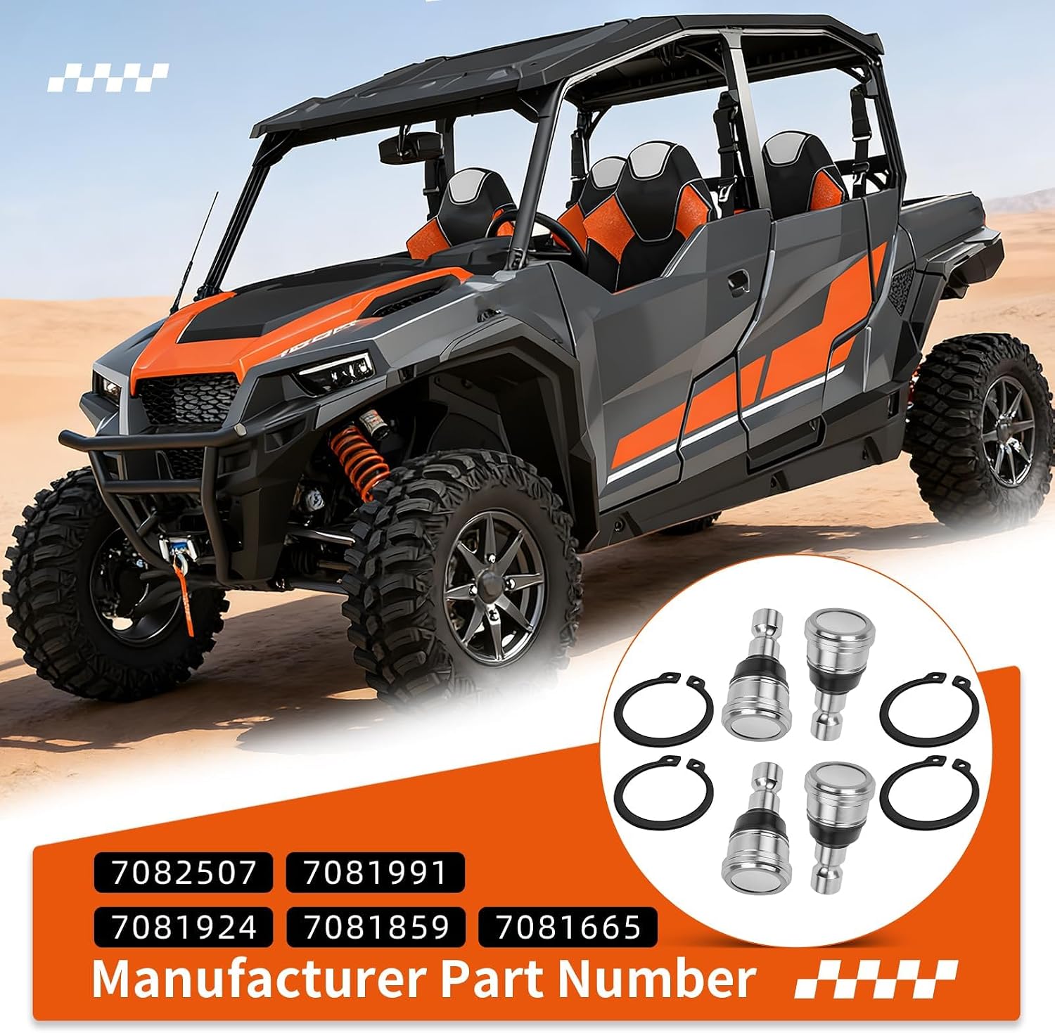 4 Pcs Upper & Lower Ball Joints For Polaris Ranger RZR General 570 900 1000 Diesel HST GEM All Options 2012-2025