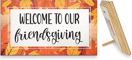 Miniatura 5 de JennyGems Regalos y decoración de Friendsgiving, letrero de madera de bienvenida a nuestros amigos, decoraciones de Acción de Gracias, decoraciones