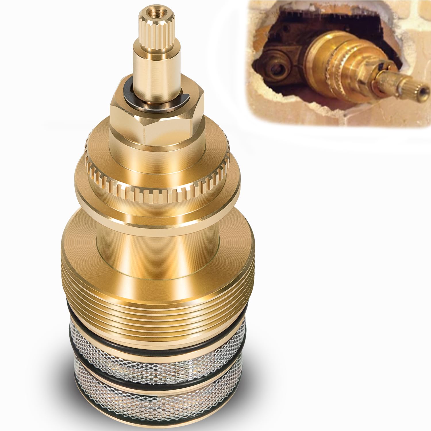 Ezbzyz 78913 Thermostatic Valve Cartridge Replacement for Kohler K400 K401 Thermostatic Water Valve Cartridges before 2006, 3/4" Valve High Flow Cartridges, K-400-K, K-401-K, K-78913
