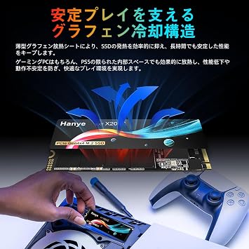 Hanye SSD 1TB PCIe Gen4x4 M.2 NVMe 2.0 2280 PS5 Pro/PS5 Slim/PS5 Verified R:7200MB/s W:6300MB/s 3D NAND Graphene Heat Dissipation Sheet X200E