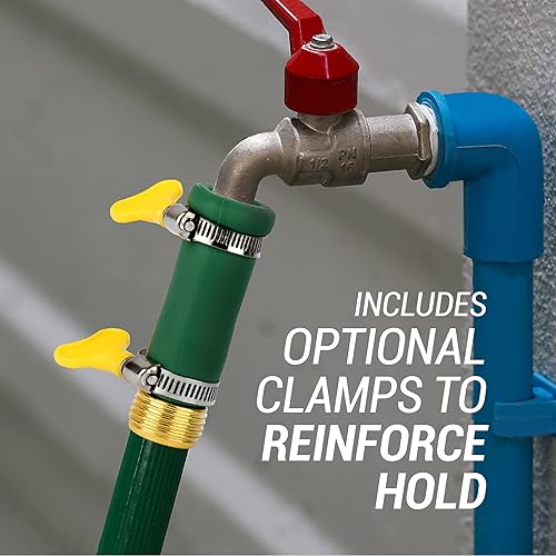 Miniatura 7 de IMPRESA Silicone Hose Adapter - Green, 3/4-Inch, Pack of 3 - Water Hose to Sink Faucet Adapter - Universal Faucet Connector with Clamp - Slip-On