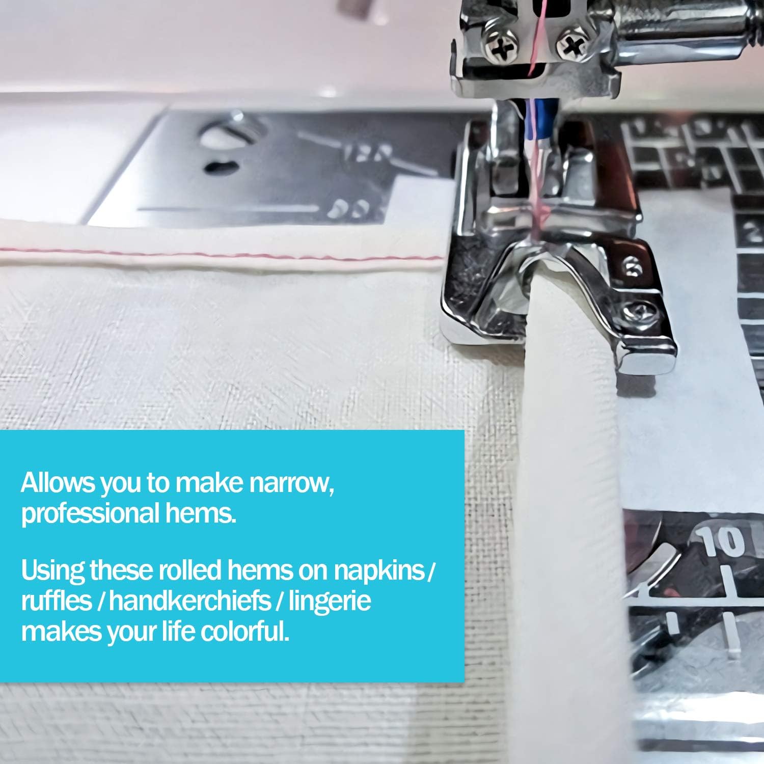 HQMaster Narrow Rolled Hem Presser Foot Sewing Machine Roll Roller Hemmer Press Feet 4mm & 6mm Set Fits Most Low Shank Snap-On Singer, Brother, Euro-Pro, Janome, Kenmore, White, Juki, Simplicity, Elna