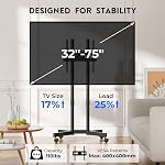 BONTEC Roulement TV Stand, double colonne mobile TV Panier avec support pour 32-75 pouces LCD LED OLED TV, Support de sol réglable en hauteur avec roues, Supports jusqu'à 110 C'est vrai. 360 Roulettes de verrouillage, Gestion des câbles
