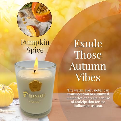 Miniatura 2 de Elevated Scente[d] Candles - Velas de especias de calabaza | Tarro de vela grande de 9.1 onzas, 70 horas de tiempo de combustión, perfumado de otoño