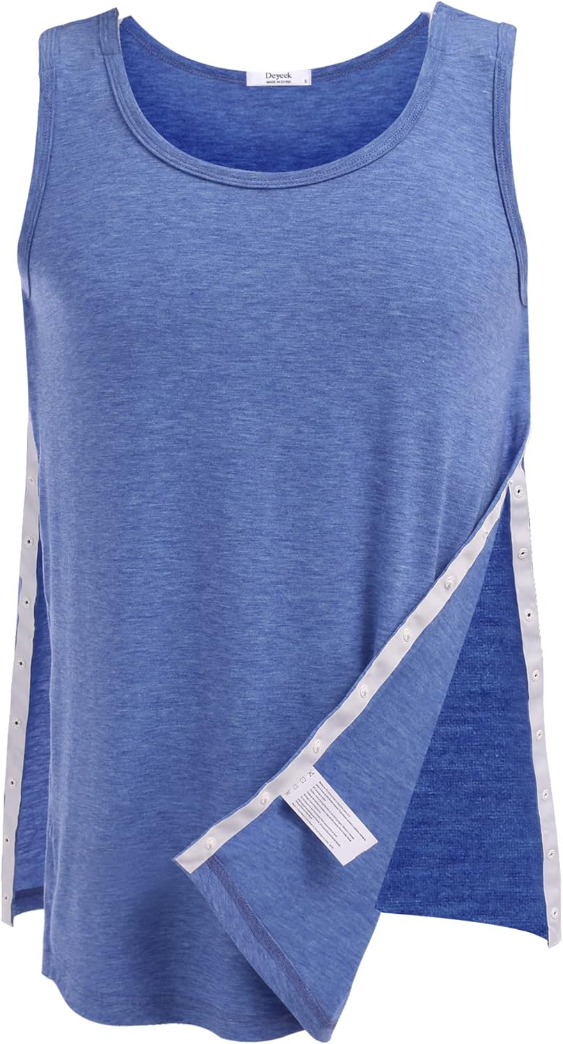 Deyeek Unisex Shoulder Snap-Access Tank Tops Post Surgery Shirts Tear Away Chemo Shirt Clothes After Rotator Cuff Surgery - Image 7