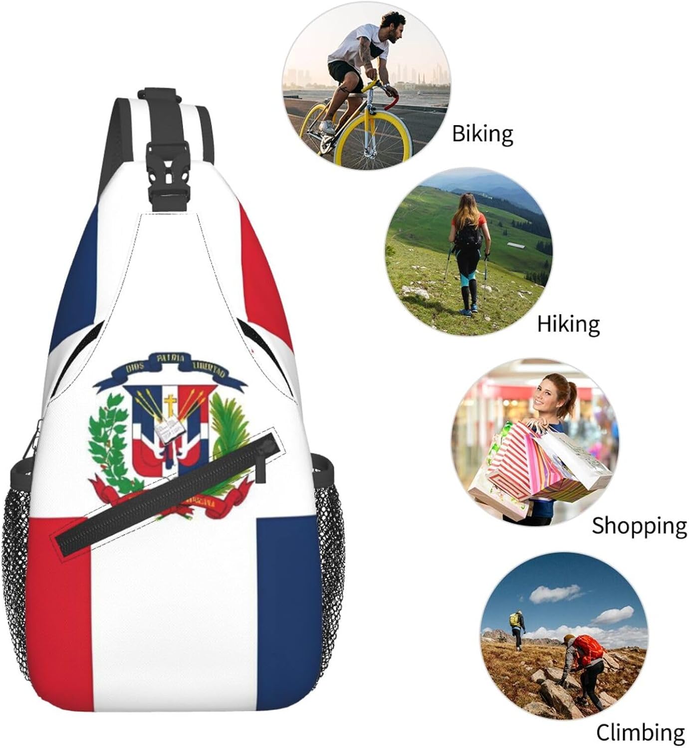 Dominican Republic Flag Sling Bag For Women Men Dominicana Patriotic Crossbody Backpack Chest Daypack Adjustable Shoulder Bag For Hiking Travel