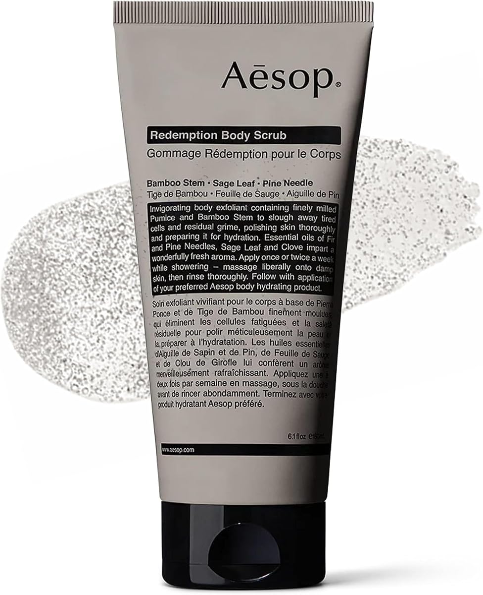 Redemption Body Scrub | Fine-Grain Exfoliating Body Polish with Bamboo, Pumice & Sage | Smoothing, Cleansing Scrub for All Skin Types – Fresh Alpine, Woody Aroma | 6.2 oz