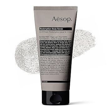 مقشر الجسم Aesop Redemption | ملمع الجسم المقشر ذو الحبوب الدقيقة مع الخيزران والخفاف والمريمية | مقشر تنعيم وتنظيف لجميع أنواع البشرة جبال الألب الطازجة، رائحة خشبية | 6.2 أونصة