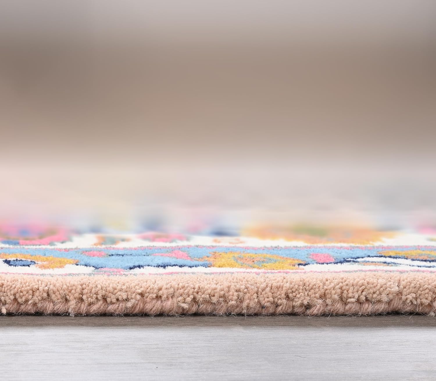 Handmade Cheetah Wool Area Rug - Traditional Animal Print Design with Modern Twist | Large, Plush, Thick & Soft Carpet with Vibrant Floral Border - for Living Room, Bedroom (Soft Pink, 5' x 8')