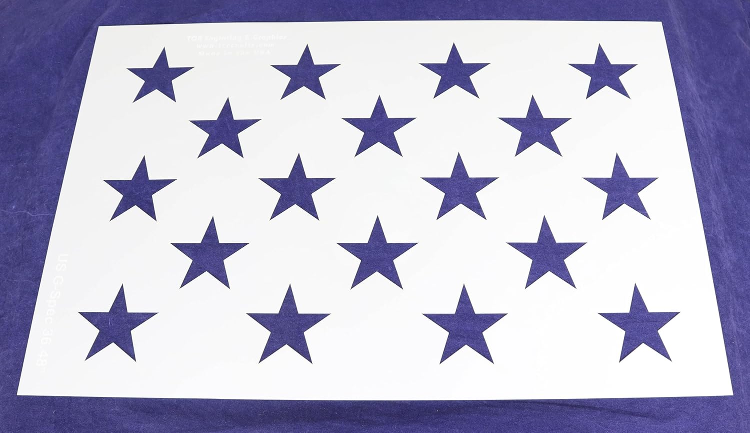50 Star Field Stencil - US/American Flag - G-Spec 36.48 Inch - 1 Piece - Quarter Field Overlapping