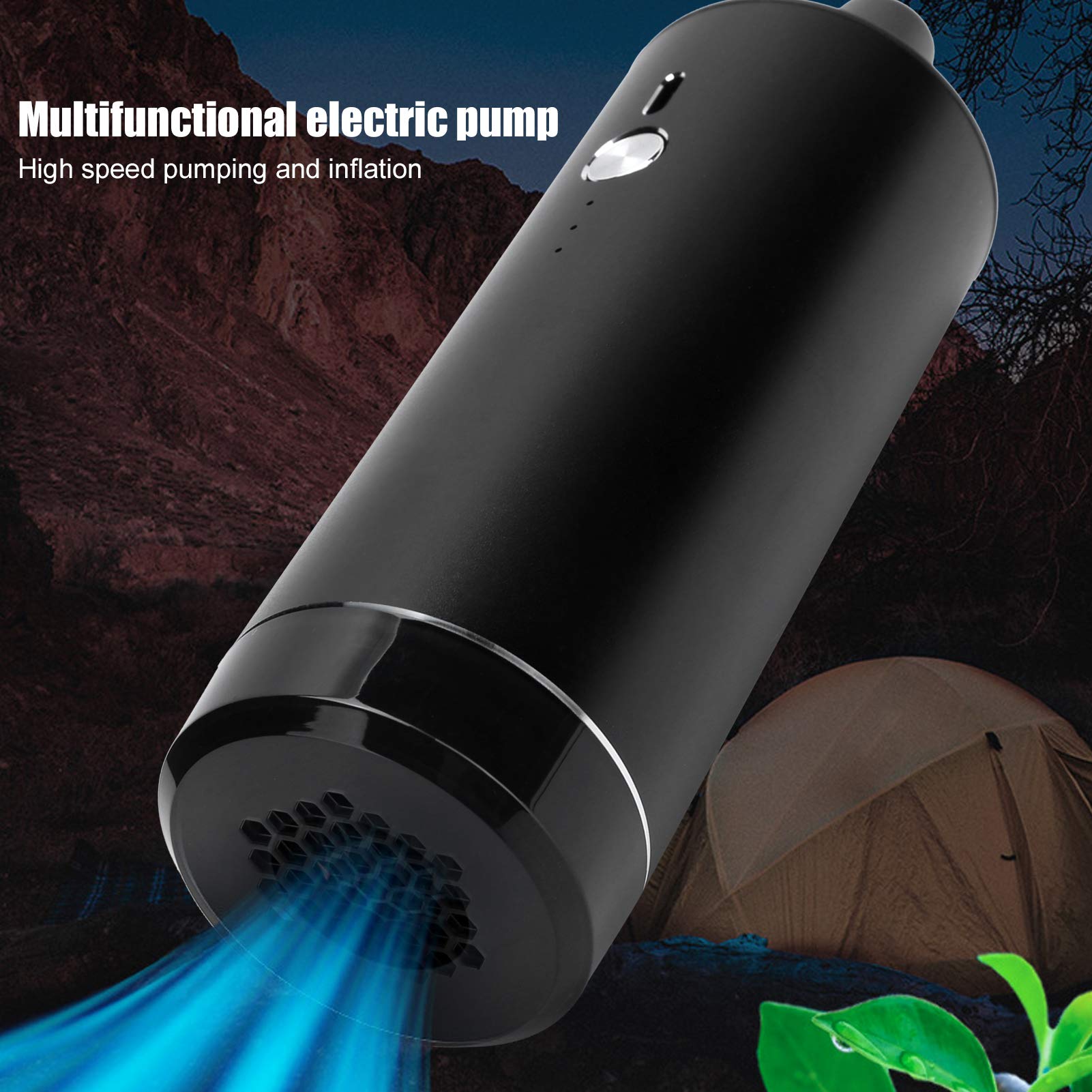 Bomba de Aire Eléctrica Inalámbrica para Exteriores, Inflador Compacto de Carga Rápida para Juguetes de Piscina y Pelotas de Yoga, Negro, 390L/min, 4000mAh
