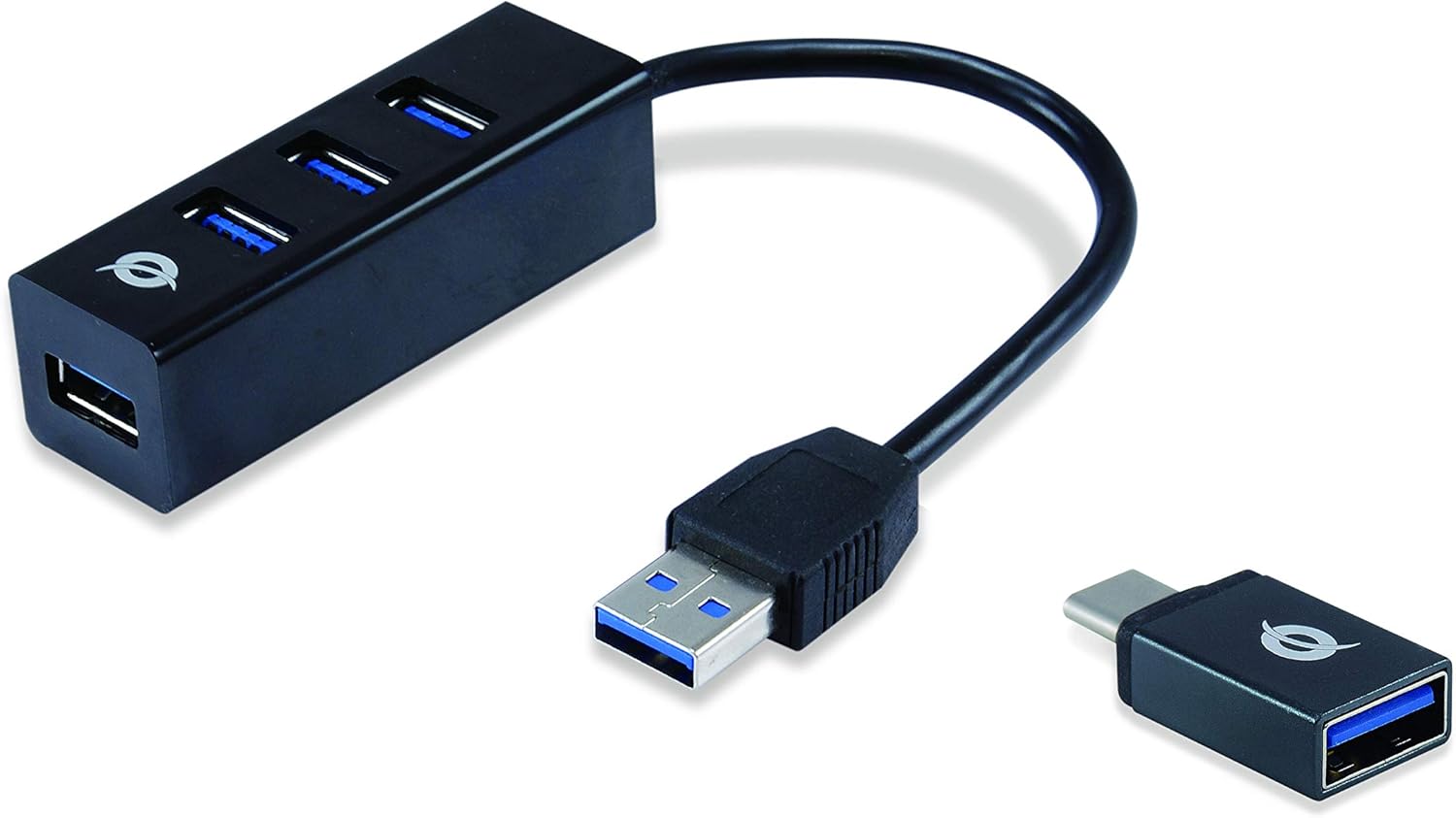 Conceptronic HUBBIES04B 4-Port USB 3.0 Hub and OTG Adapter for USB-C