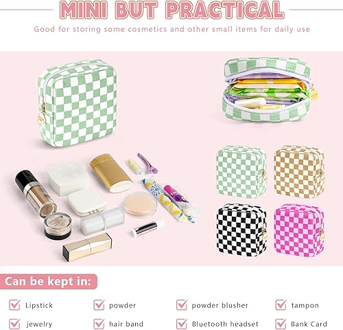 Vista 46 de Desing Wish Mini bolsa de maquillaje con llavero, estuche portátil para lápiz labial, bolsa de piel sintética, pequeña bolsa de cosméticos de viaje