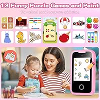 Vista 4 de Teléfono Inteligente para Niñas, Regalo de Navidad y Cumpleaños para Niñas de 3-8 Años, Teléfono de Juguete para Niños, Teléfono Celular de Juguete
