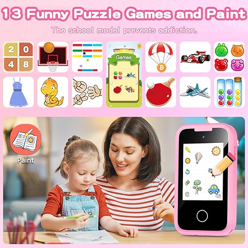 Miniatura 4 de Teléfono inteligente para niños para niñas, regalo de cumpleaños de Navidad para niñas de 3 a 8 años, teléfono celular falso para niños pequeños con