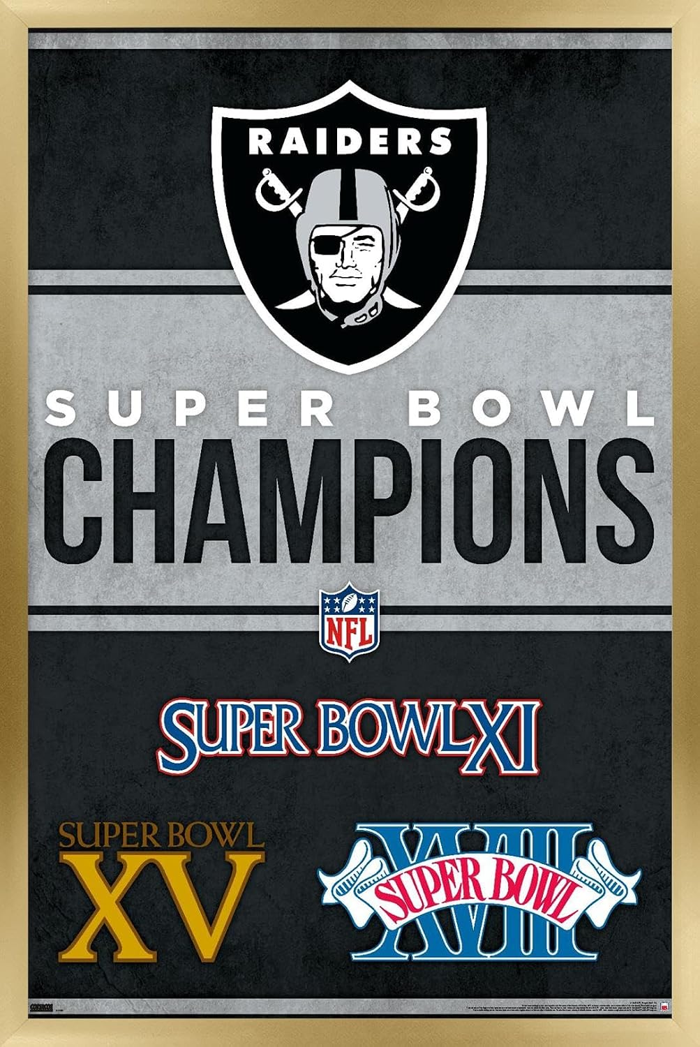 NFL Las Vegas Raiders - Champions 23 Wall Poster, 34L" x 22.4W", Black Framed Version
