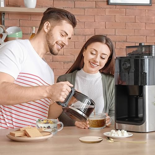 Miniatura 7 de Vintage Coffee Mugs 4 pcs,Overnight Oats Containers with Lids and Spoon 14 oz-DWTS Glass Cups with Lids,Cute Coffee Bar Accessories and Kitchen Gifts