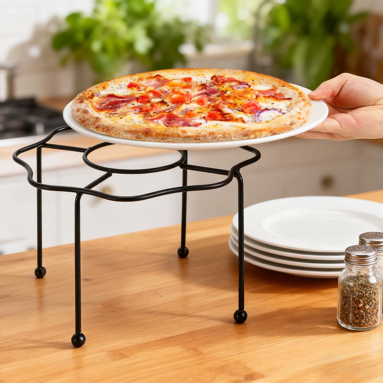 Amazon｜Elsjoy ブラックピザスタンドホルダー 4個セット 10インチ