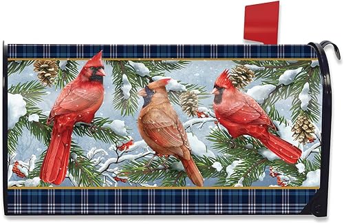 Wintertime Cardinals Winter Mailbox Cover