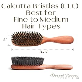 100% Pure Calcutta Boar Bristle Hairbrush for Natural Healthy Hair, Stiff Bristle, Made in Germany\'s Black Forest