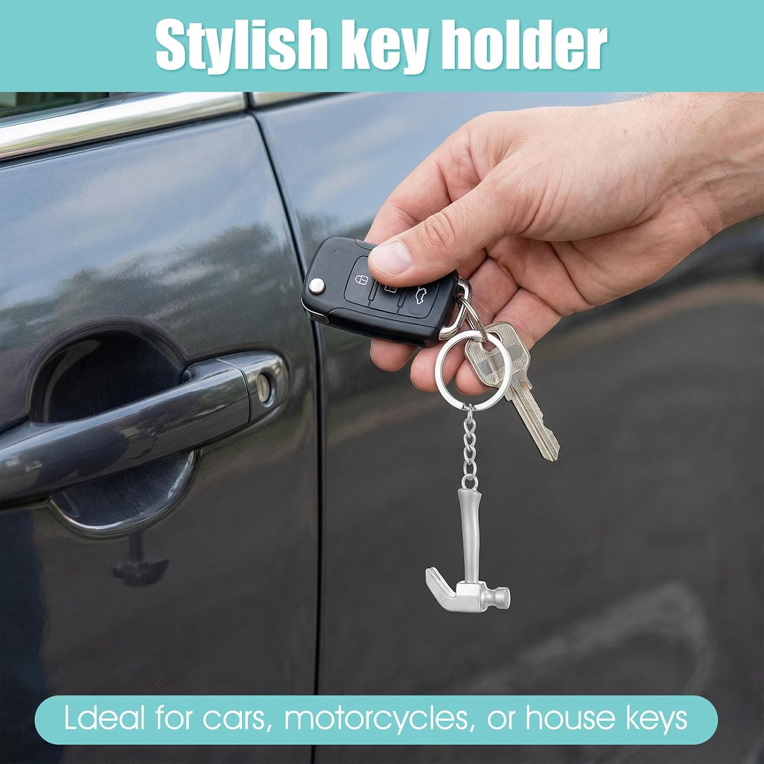 2Pack Metal Hammer Keychain, Mini Hammer Key Ring Creative Metal Keychain Pendant Gifts for Men,Husband,Boyfriend,Dad