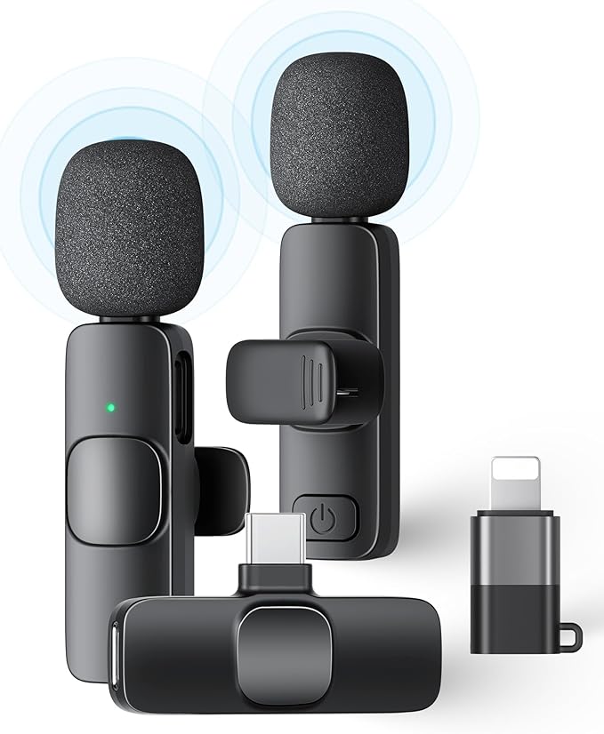2 Pack Wireless Lavalier Microphone