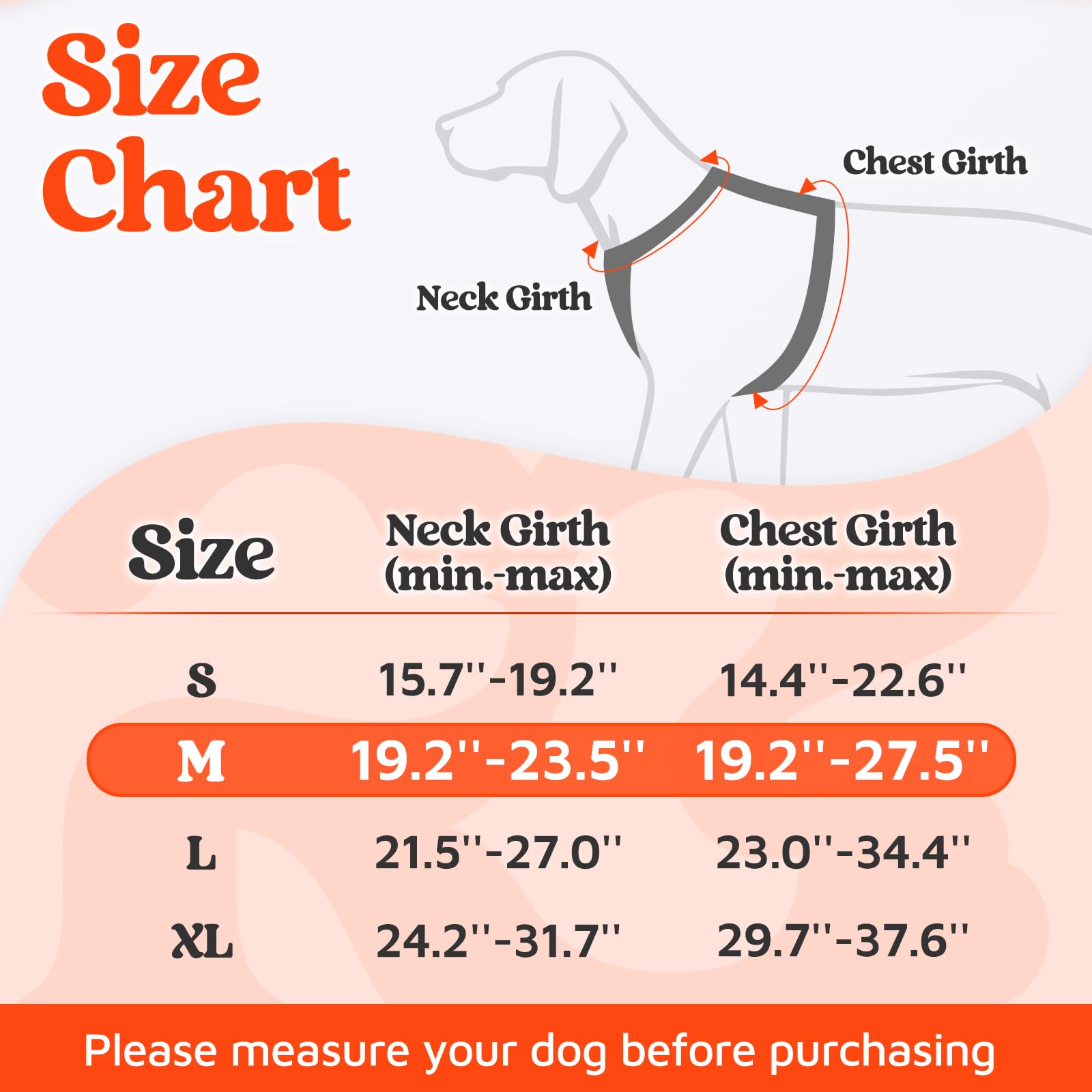 rabbitgoo Arnés para perro, tamaño mediano, sin tirones, con 3 hebillas, arnés acolchado suave ajustable para mascotas, con asa de fácil control y tiras reflectantes, naranja, M
