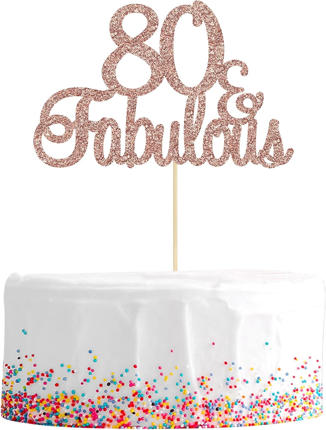 Gyufise 3Pcs 80 & Fabulous Cake Toppers Rose Gold 80 Birthday Anniversary Cake Toppers for 80 Birthday Anniversary Party Decorations Happy 80th Birthday Cake Decorations Supplies