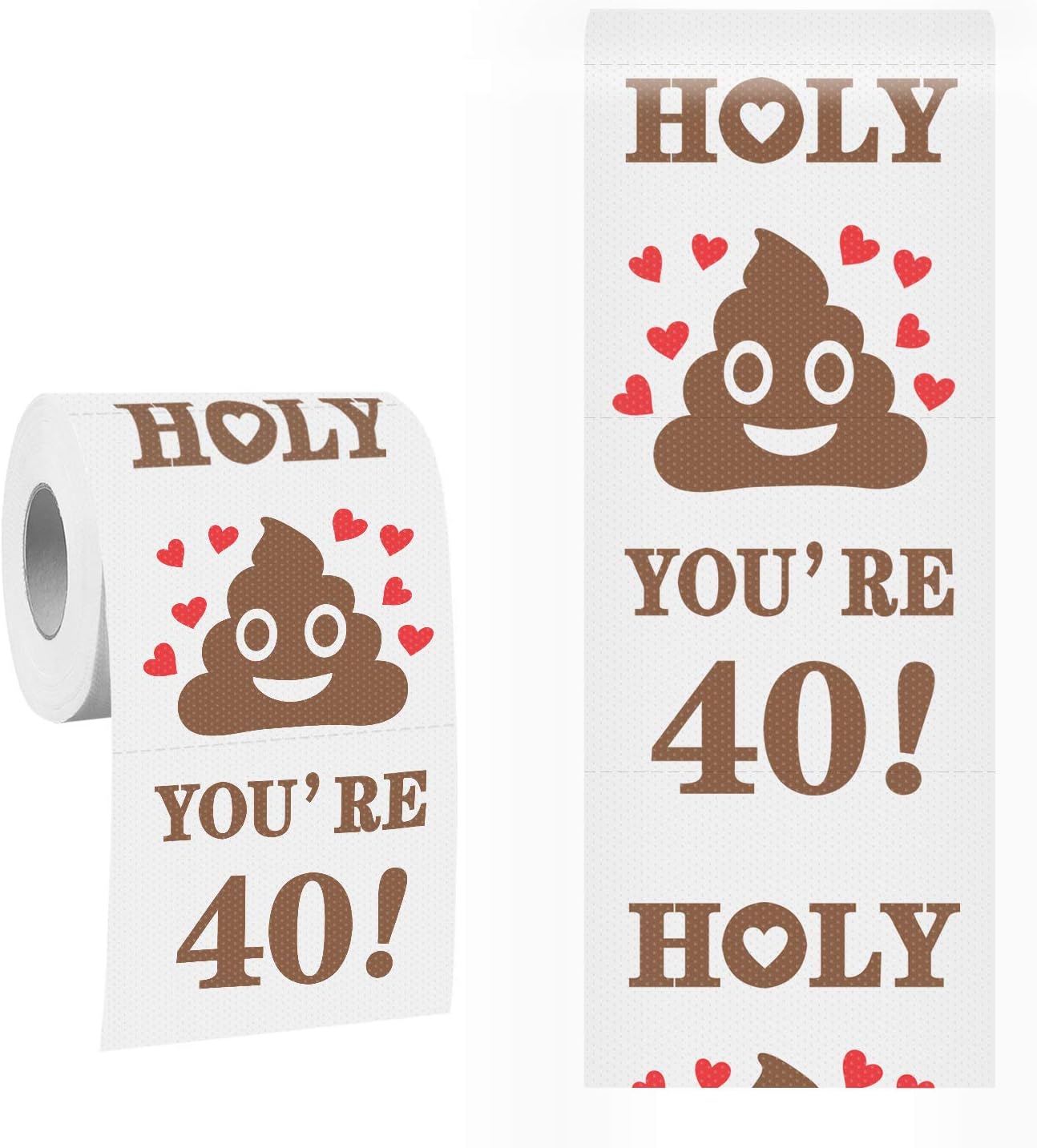 Party Greeting 40th Birthday Toilet Paper Roll Prank Funny Gift for Men and Women, 3-Ply, Pulp-Based, 100 Sheets, Unscented, 6 x 12 x 1.27 cm