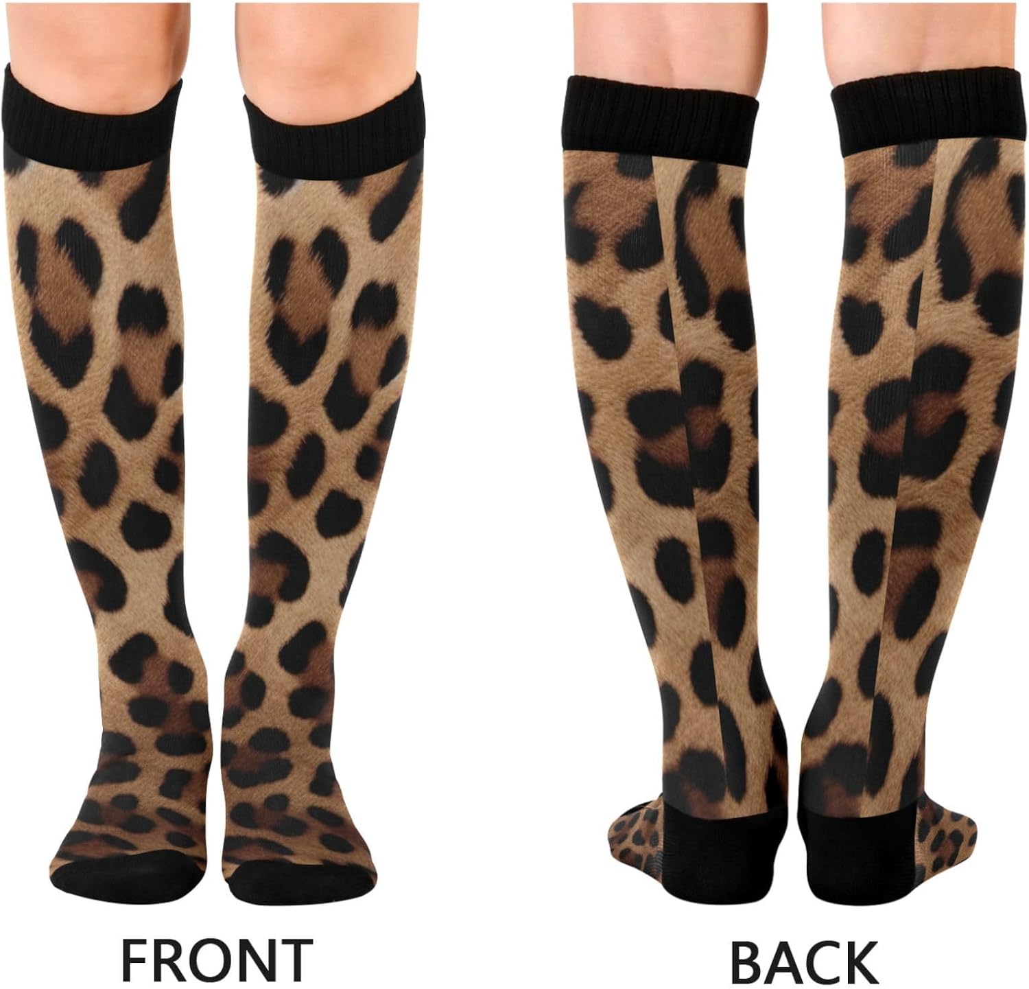 Leopard Print Compression Socks 20-30mmHg for Women Men - Knee High Wide Calf for Pain Relief, Better Blood Flow - Image 2