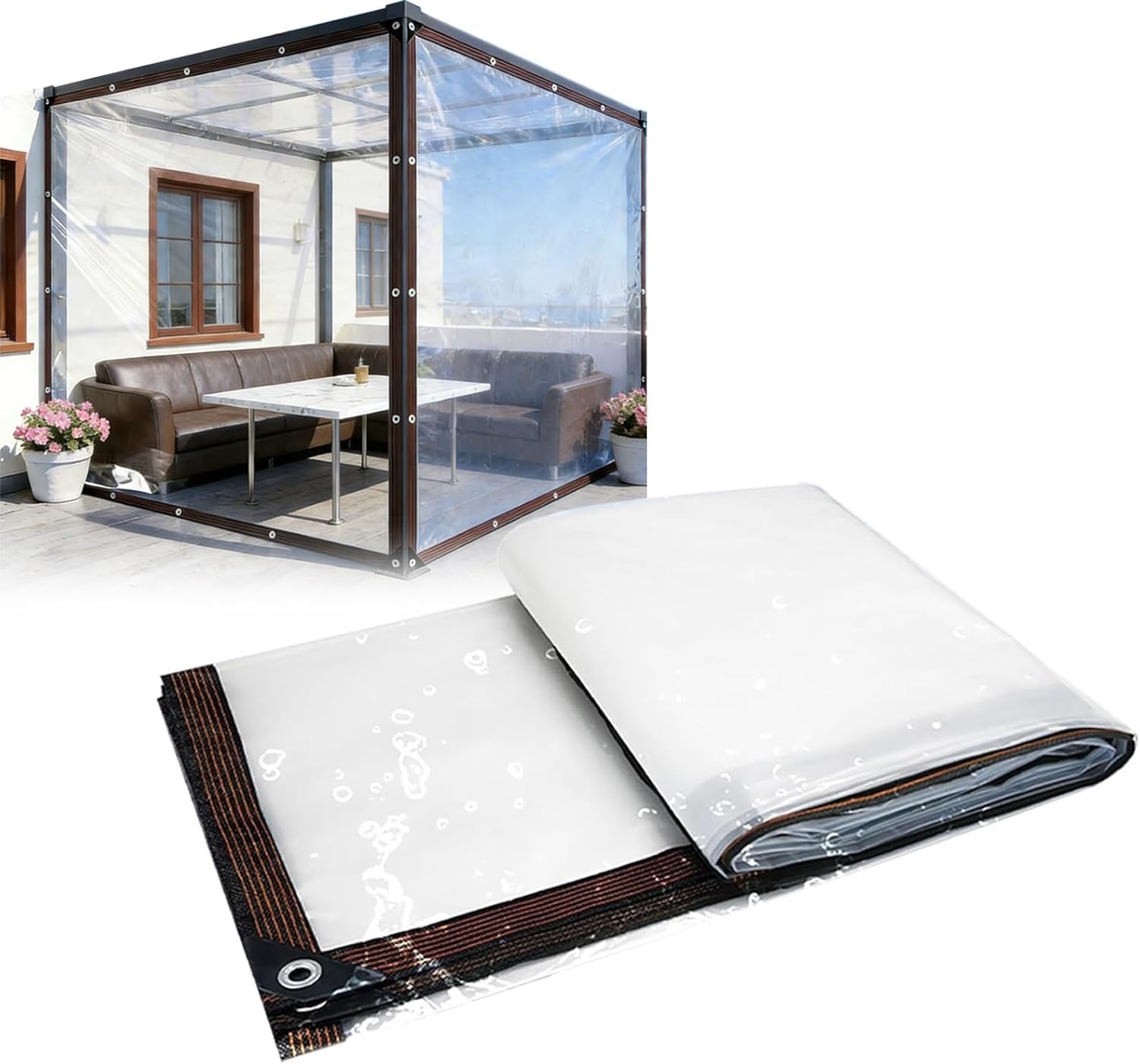 Clear Tarp, Tarp Waterproof, Outdoor Tarps, for Camping, Plants, Greenhouse, Anti-Tear Heavy Duty Plastic PE Tarpaulin Cover, Reinforced Edges with Grommet(2.5x4m/8.2x13.1ft)