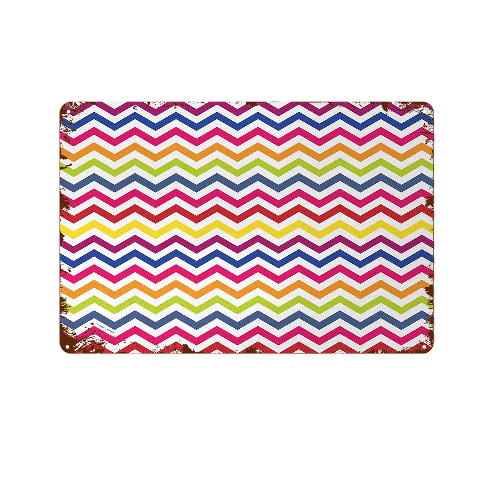 Chevron Tin Sign Outdoor Decor Retro Multicolor funny posters for college dorm