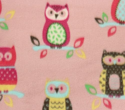 Miniatura 1 de Tela de lana impresa anti píldora colgante pareja búhos fondo rosa