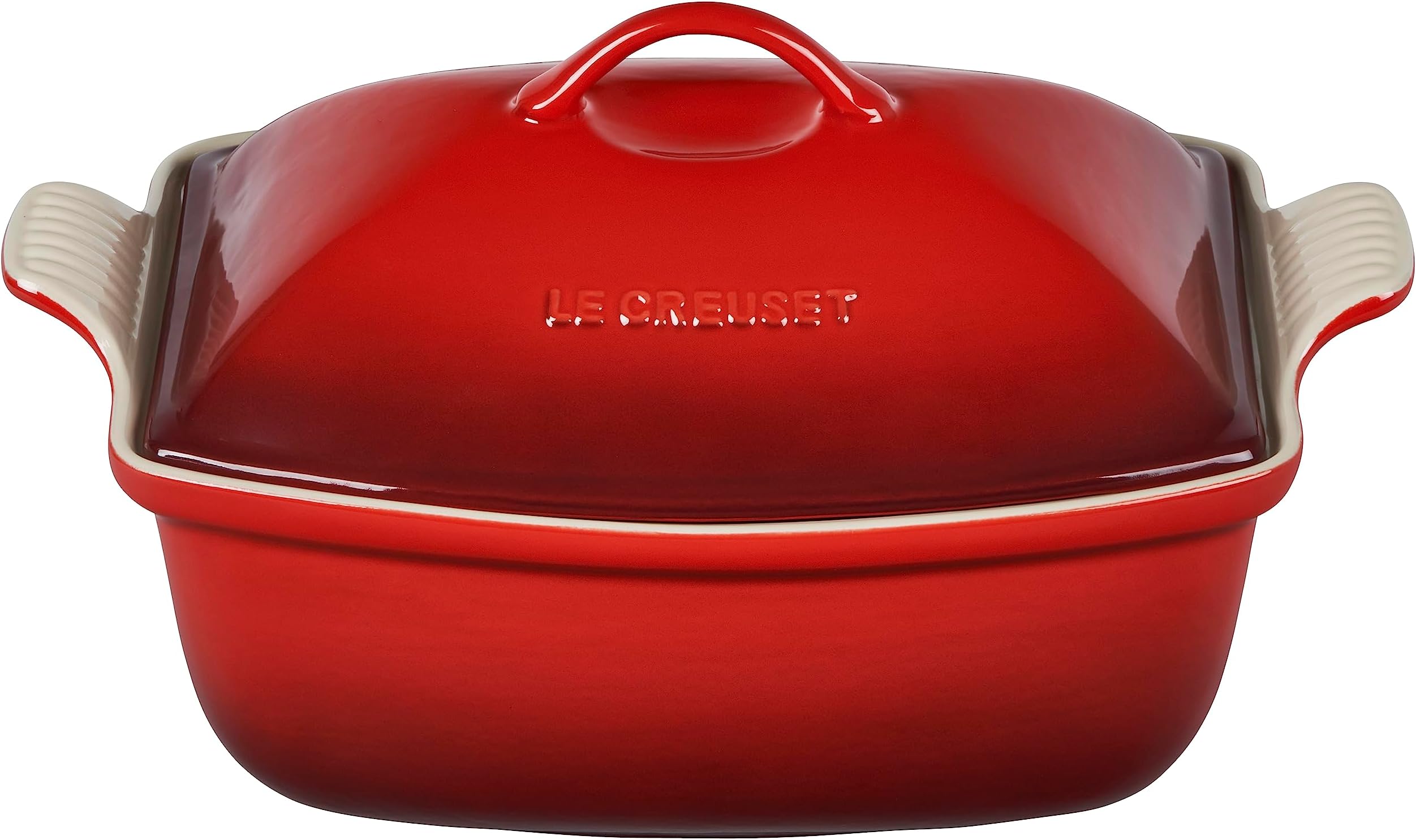 Heritage Stoneware Deep Baker with Lid, 4.5 qt., Cerise