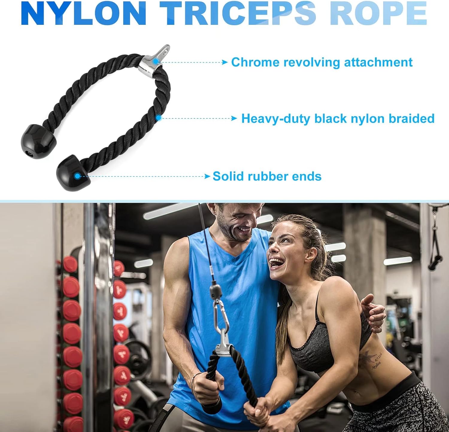 Elevens Triceps Pull Down Cable Machine Attachments for Home Gym Workout, 7 Piece Set Multi-Option, V Handle with Rotation, Rotating Straight Bar, V-Shaped Bar, Tricep Rope, Ankle Straps,Chrome : Sports & Outdoors