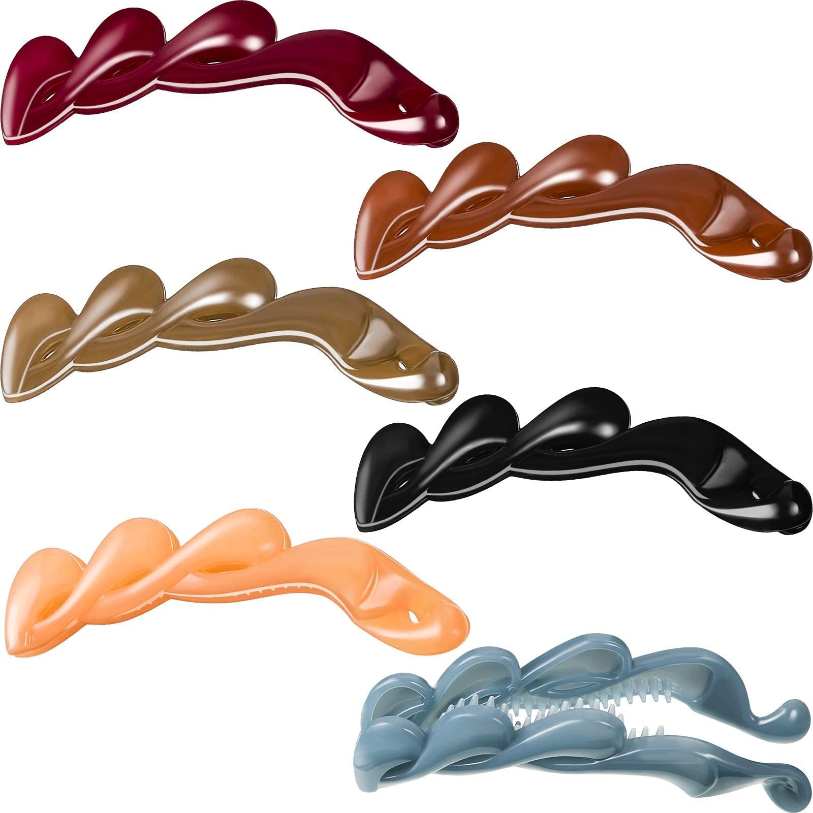 KASTWAVEBanana Hair Clip, 6 Pcs Womens Thin Banana Ponytail Maker Holder Cute Secure Grip Hair No Slip Girls Ladies Beauty Fashion Accessory Clamp Clasp Clip, Medium Classic Multicolor