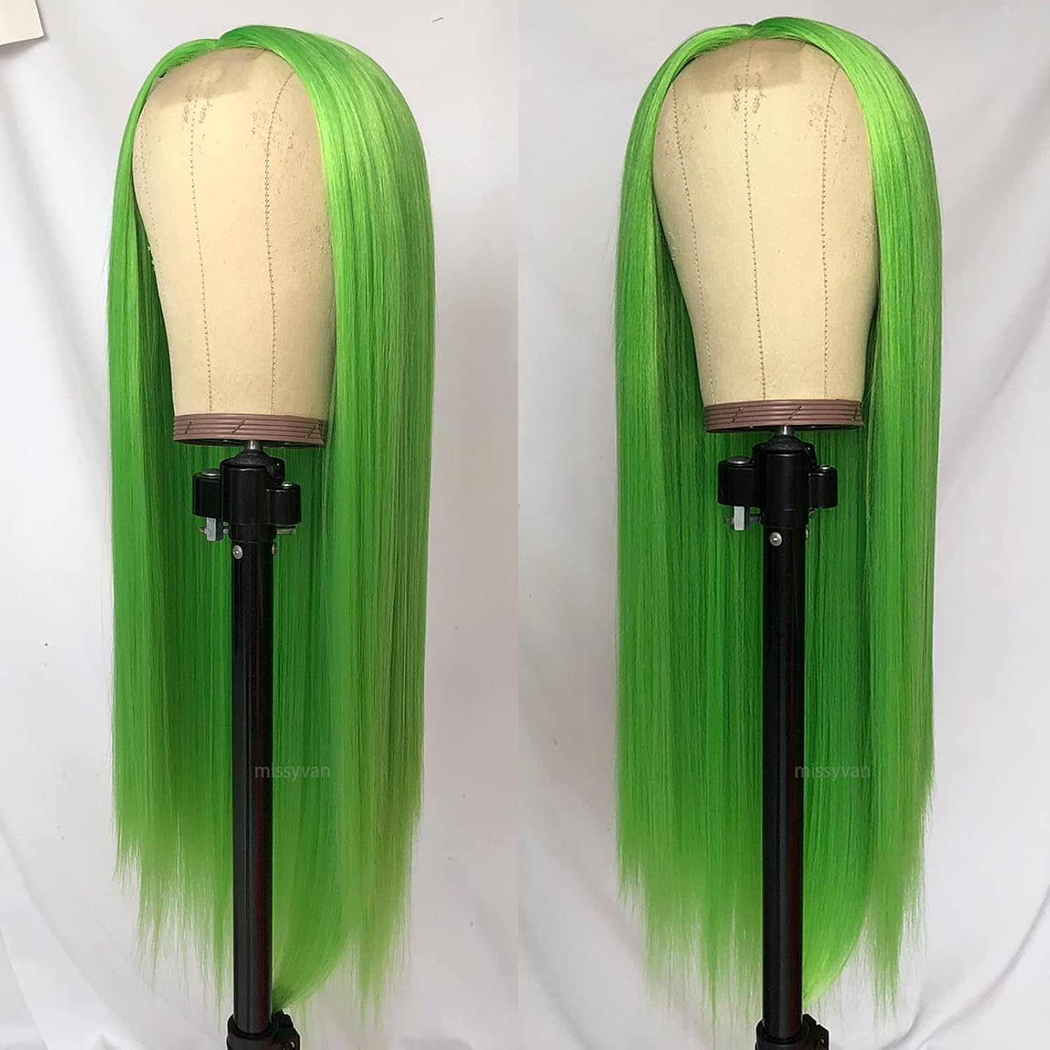 Missyvan Light Green Straight Synthetic Wigs Long Hair No Lace Wig Heat Resistant Fiber Hair for Woman Natural Hair Line