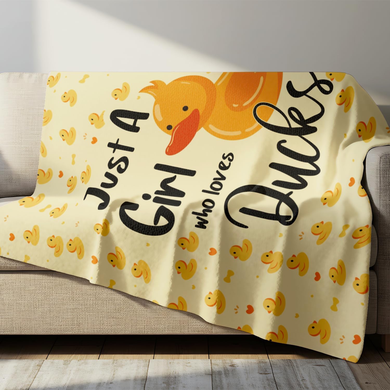 Cute Duck Throw Blanket for Kids, Duck Girl Gifts, Cozy Soft Kids Blanket, Just A Girl Who Loves Ducks Throw Blankets Bedding Decor for Couch Bed Chair 60"x50" - Image 4