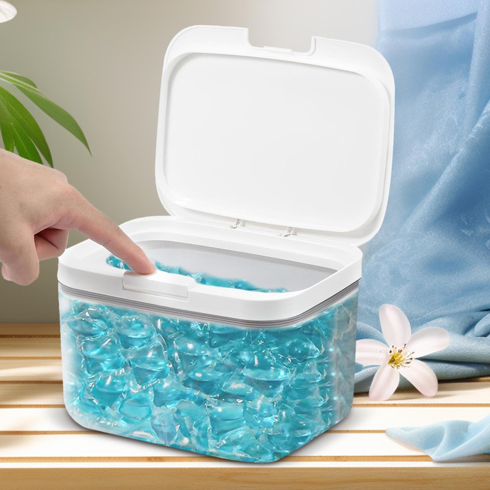 Contenitore Per Detersivo Pop-Up Con Coperchio E Dosatore - Capacità 2,8L, Trasparente E A Tenuta Stagna, Materiale PET/ABS/PP, Misura 20,5x16,6x14,1 Cm, Ideale Per Lavanderia E Cucina - 4