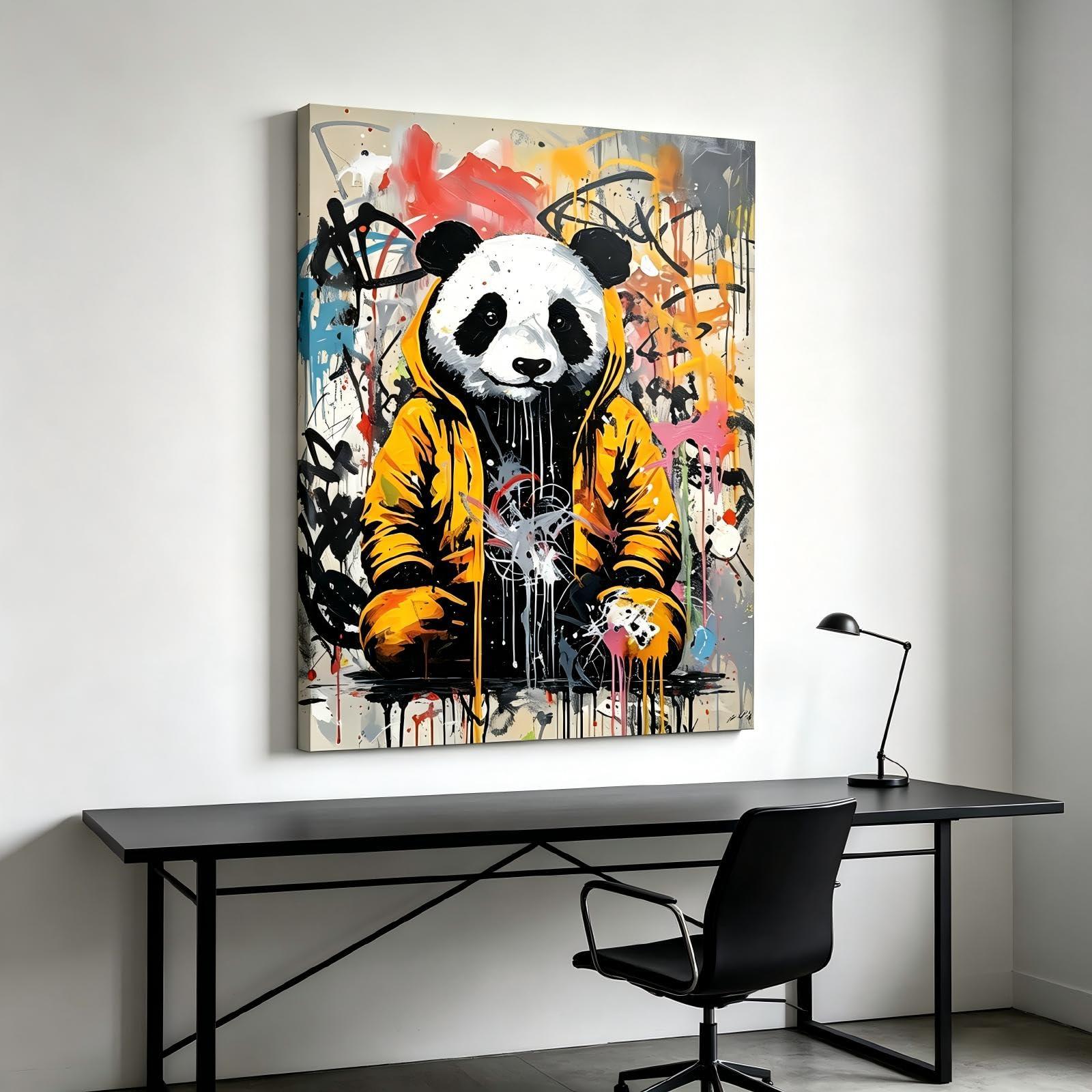 RGsixiot Toile Art Mural Panda Graffiti Urbain Portrait Moderne