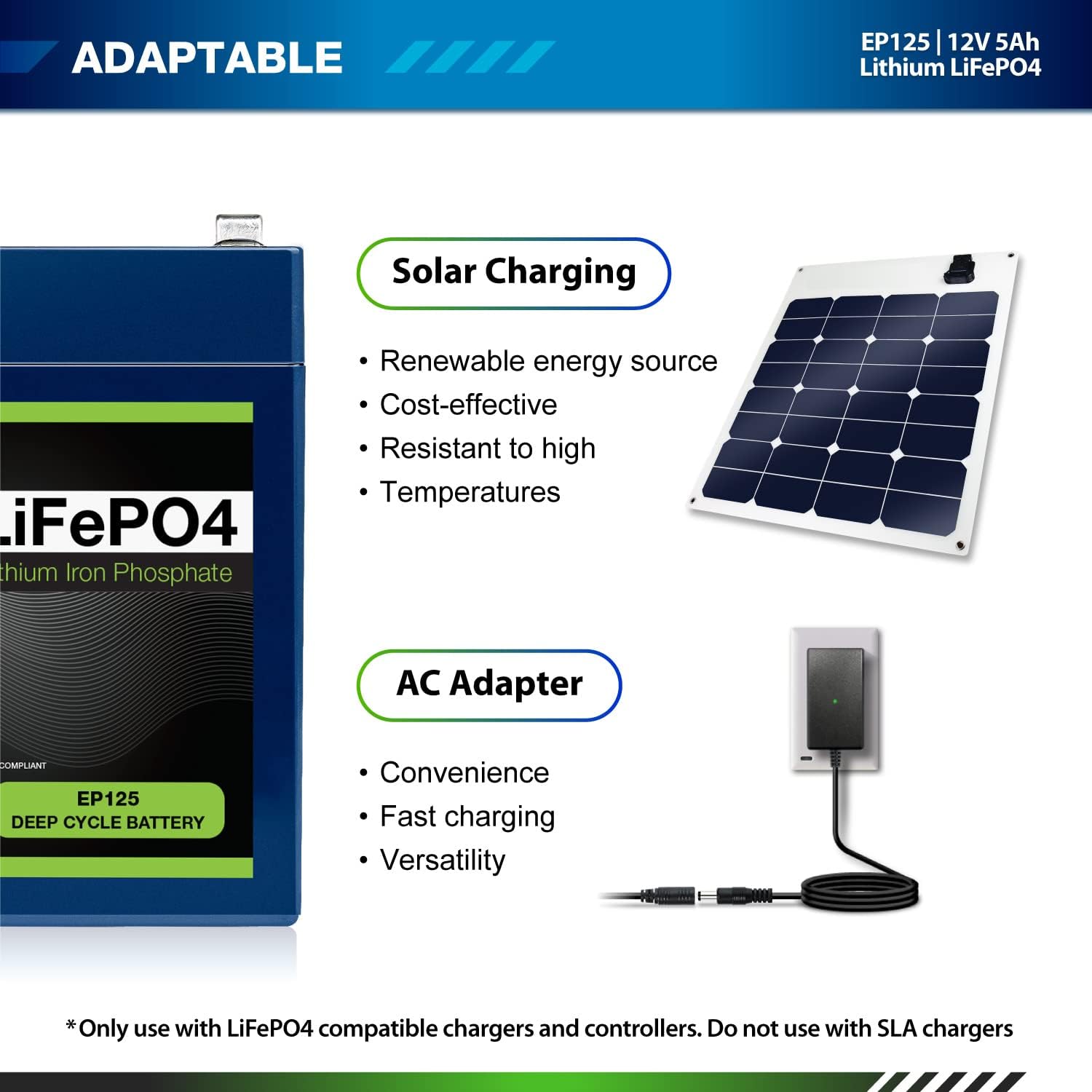 ExpertPower 12V 5Ah Lithium LiFePO4 Deep Cycle Rechargeable Battery | 2500-7000 Life Cycles & 10-Year lifetime | Built-in BMS