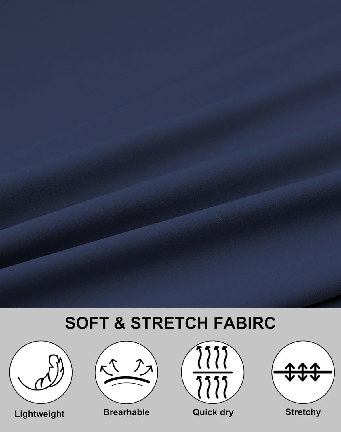 Mens 5.5 Inch Casual Shorts Pull on Drawstring Short Inseam Dress Golf Stretch Zip Pockets Summer Waterproof - Image 4