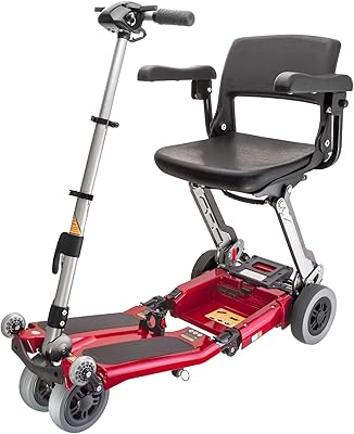 FreeRider USA Luggie Elite -Folding Mobility Scooter for Adults and Seniors, Lithium-ion Battery, Heavy Duty, Portable, Lightweight, Airline Approved, Spirit Red